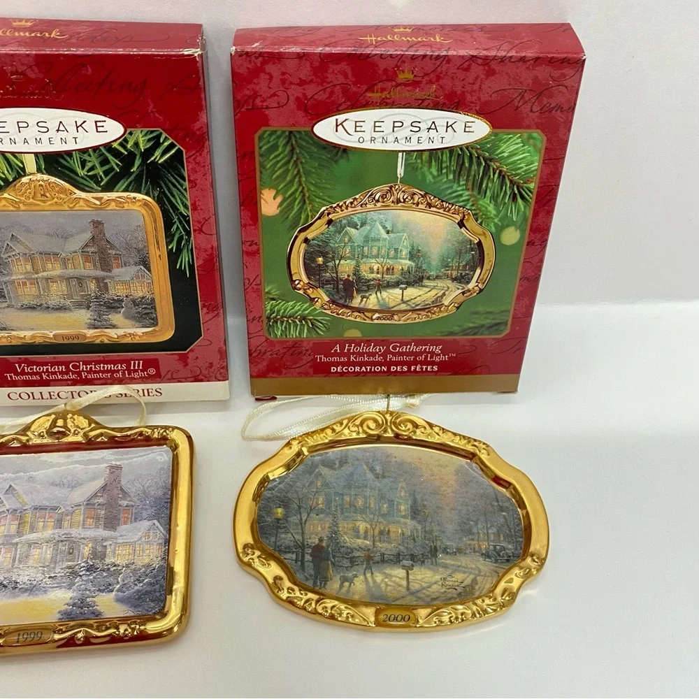 Lot of 4 Hallmark Keepsake Ornaments Victorian Christmas & Christmas Gathering